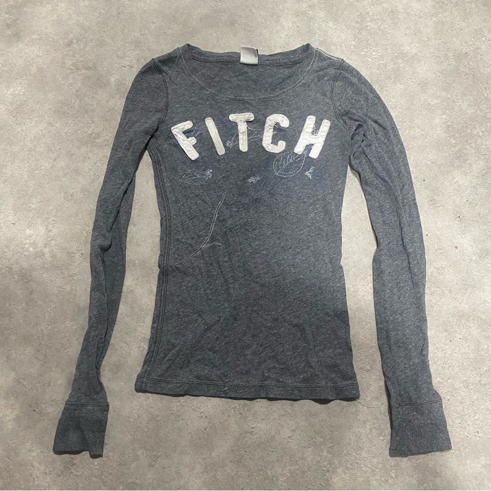Abercrombie & Fitch Y2K Form Fitting Heather Gray Long Sleeve Tee Early 2000s XS